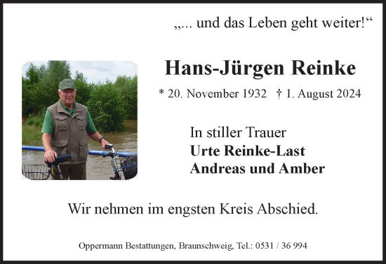 Traueranzeige von Hans-Jürgen Reinke von Braunschweiger Zeitung