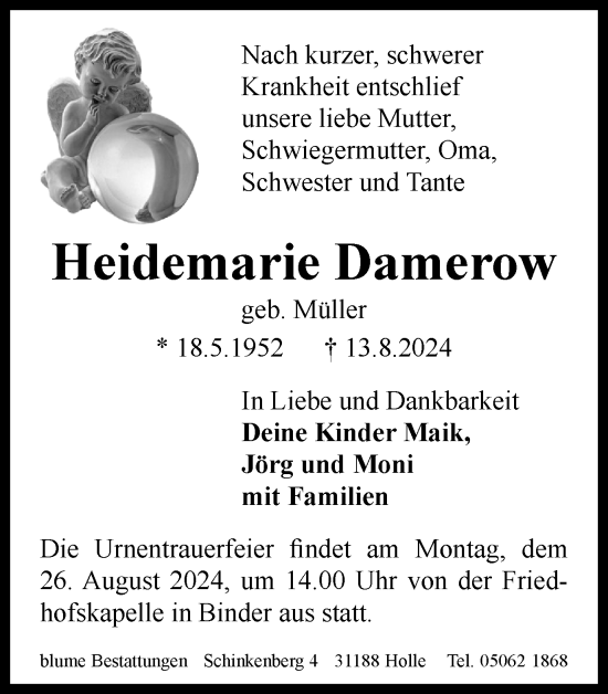 Traueranzeige von Heidemarie Damerow von Salzgitter-Zeitung