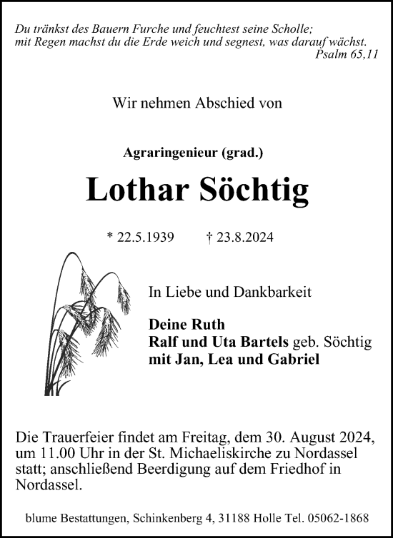 Traueranzeige von Lothar Söchtig von Salzgitter-Zeitung
