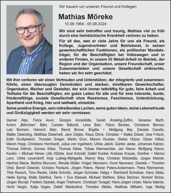 Traueranzeige von Mathias Möreke von Braunschweiger Zeitung