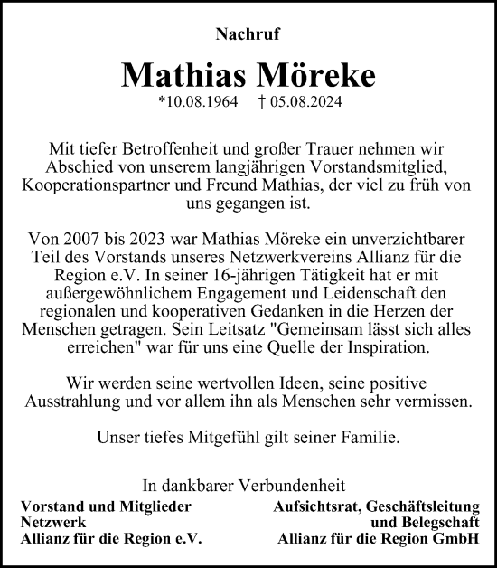 Traueranzeige von Mathias Möreke von Braunschweiger Zeitung