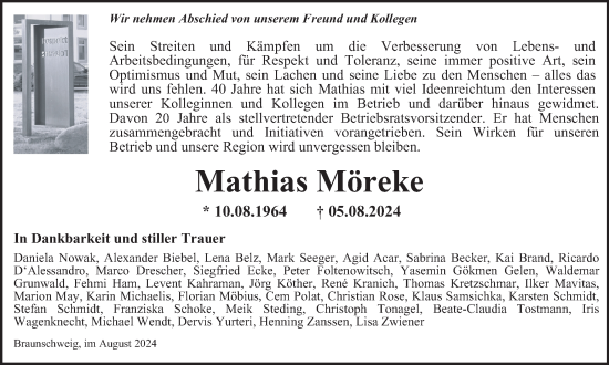 Traueranzeige von Mathias Möreke von Braunschweiger Zeitung