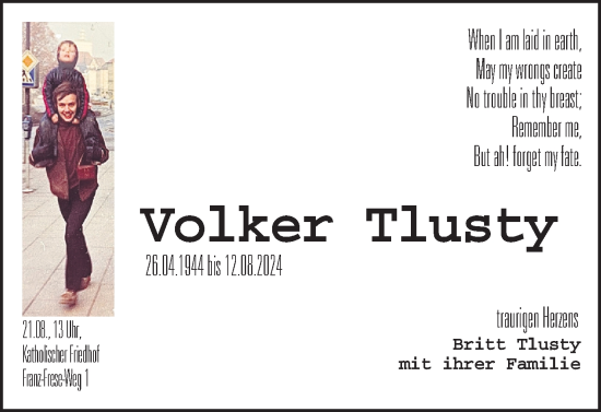 Traueranzeige von Volker Tlusty von Braunschweiger Zeitung