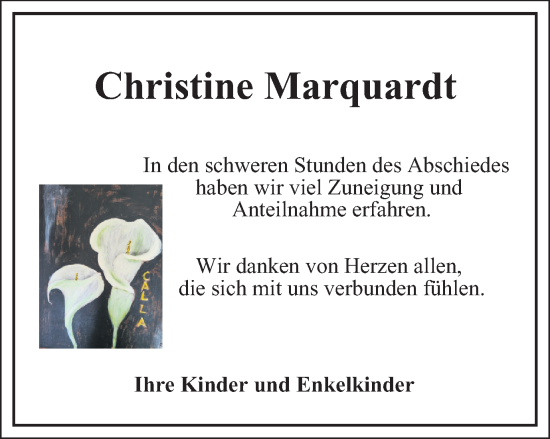 Traueranzeige von Christine Marquardt von Salzgitter-Zeitung