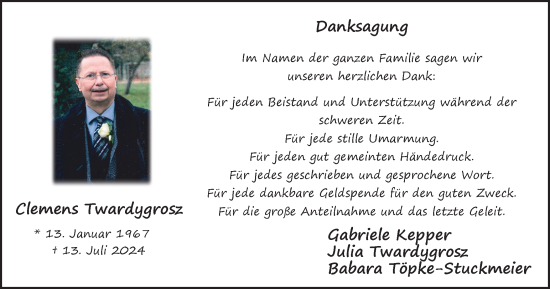 Traueranzeige von Clemens Twardygrosz von Braunschweiger Zeitung