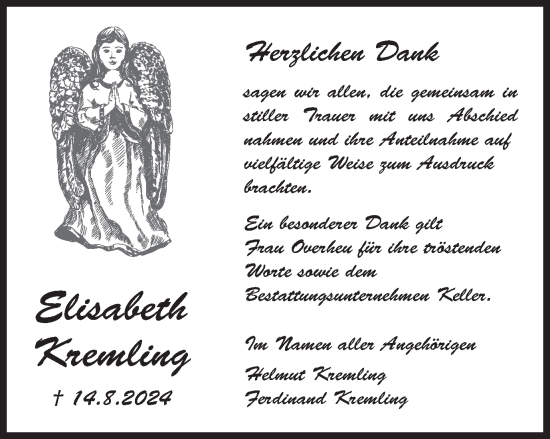 Traueranzeige von Elisabeth Kremling von Helmstedter Nachrichten