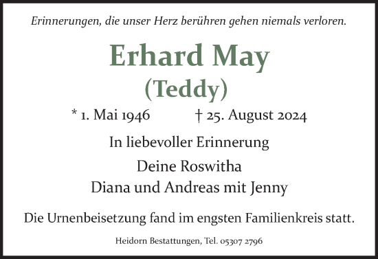 Traueranzeige von Erhard May von Braunschweiger Zeitung
