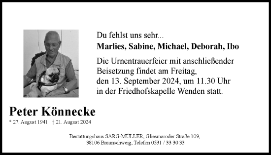 Traueranzeige von Peter Könnecke von Braunschweiger Zeitung