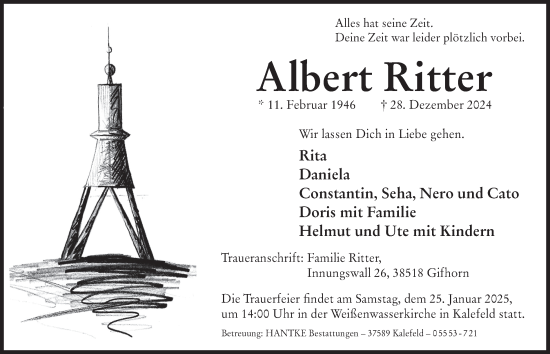 Traueranzeige von Albert Ritter 