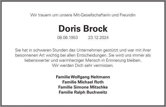 Traueranzeige von Doris Brock 