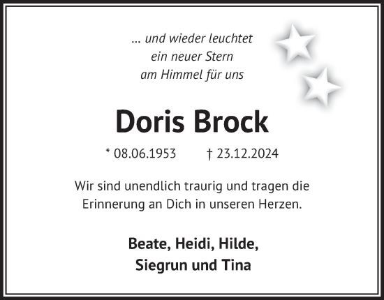 Traueranzeige von Doris Brock 