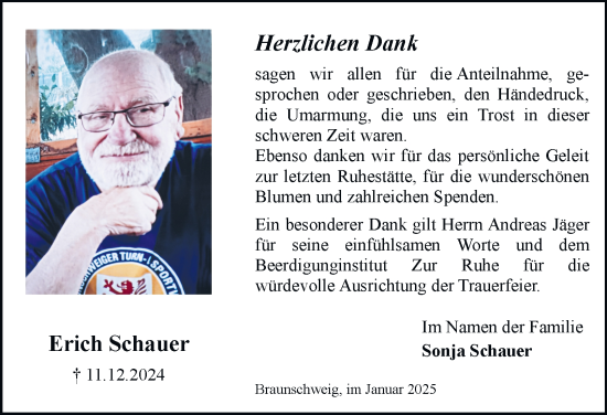 Traueranzeige von Erich Schauer 