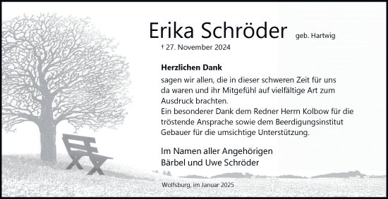 Traueranzeige von Erika Schröder 
