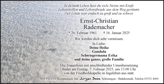 Traueranzeige von Ernst-Christian Rademacher 