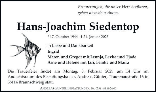 Traueranzeige von Hans-Joachim Siedentop 