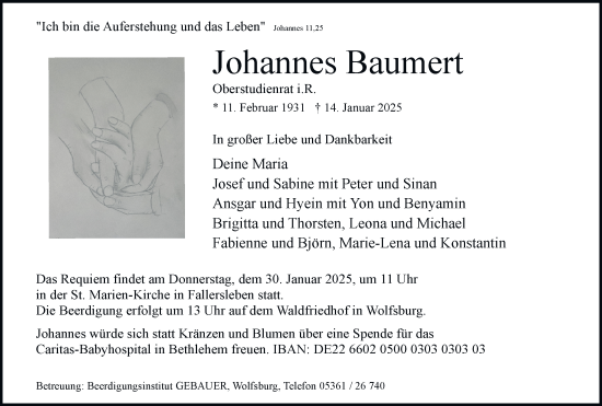 Traueranzeige von Johannes Baumert 