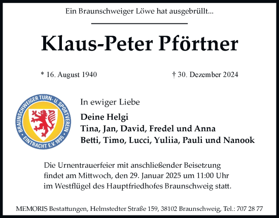 Traueranzeige von Klaus-Peter Pförtner 