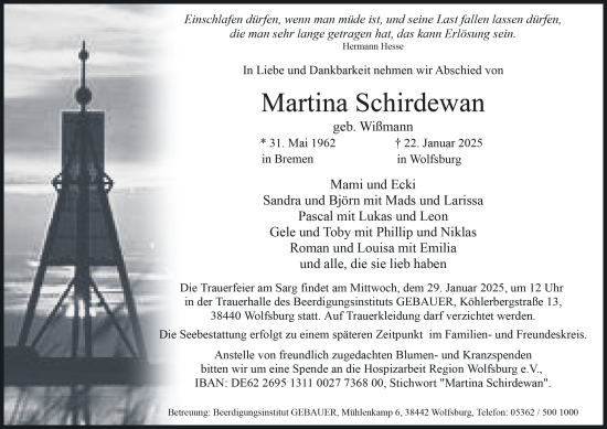 Traueranzeige von Martina Schirdewan 