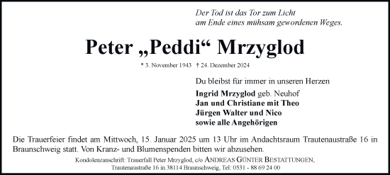 Traueranzeige von Peter Mrzyglod 
