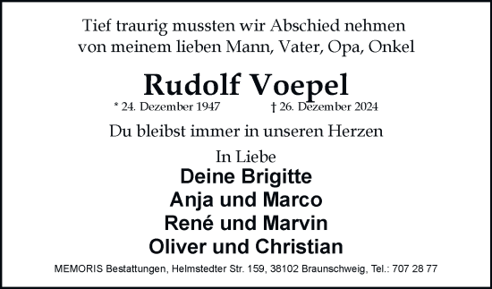 Traueranzeige von Rudolf Voepel 