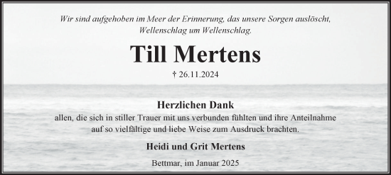 Traueranzeige von Till Mertens von Peiner Nachrichten