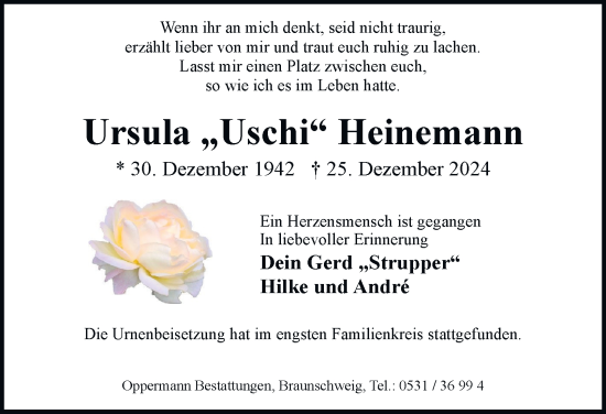 Traueranzeige von Ursula Heinemann 