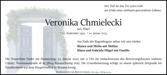 Traueranzeige von Veronika Chmielecki 