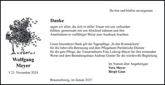 Traueranzeige von Wolfgang Meyer 
