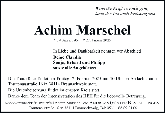 Traueranzeige von Achim Marschel 