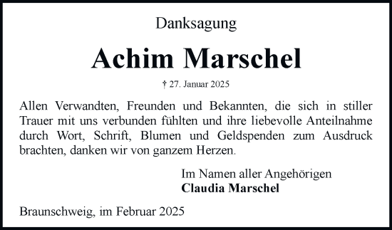 Traueranzeige von Achim Marschel 