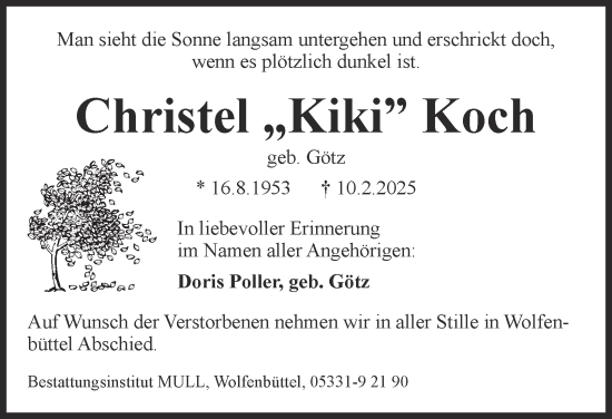 Traueranzeige von Christel Koch 