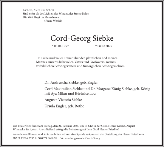 Traueranzeige von Cord-Georg Siebke von Salzgitter-Zeitung