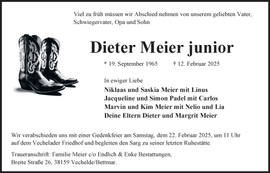 Traueranzeige von Dieter Meier 