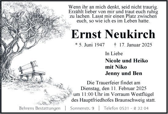Traueranzeige von Ernst Neukirch 