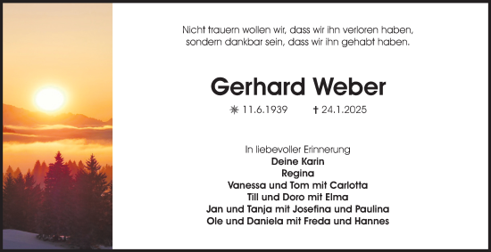 Traueranzeige von Gerhard Weber 