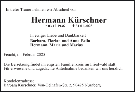 Traueranzeige von Hermann Kürschner von Salzgitter-Zeitung