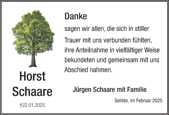Traueranzeige von Horst Schaare von Salzgitter-Zeitung