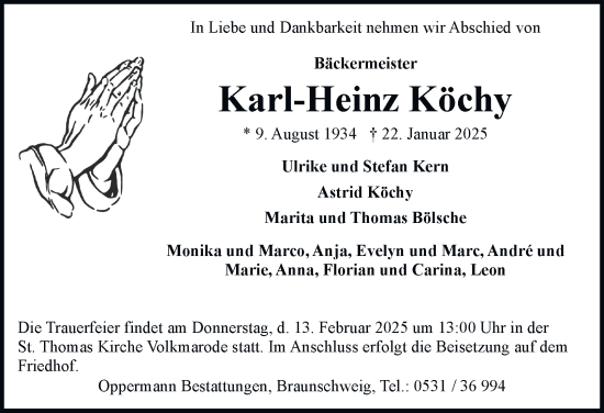 Traueranzeige von Karl-Heinz Köchy 
