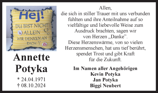 Traueranzeige von Annette Potyka 