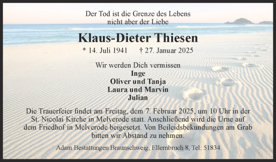 Traueranzeige von Klaus-Dieter Thiesen 