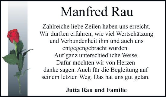 Traueranzeige von Manfred Rau 
