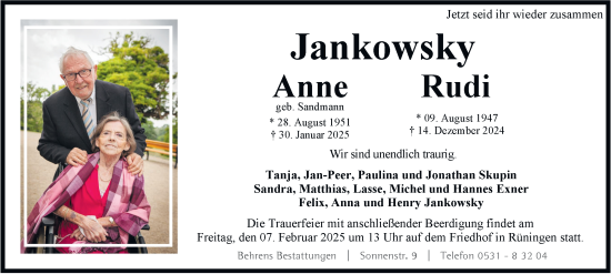 Traueranzeige von Rudi Jankowsky 