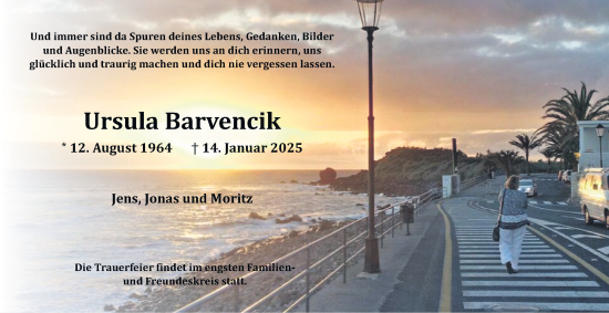 Traueranzeige von Ursula Barvencik 