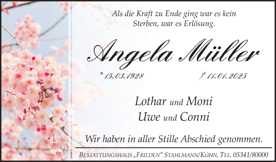 Traueranzeige von Angela Müller von Salzgitter-Zeitung