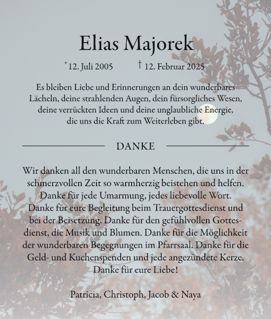 Traueranzeige von Elias Majorek von Salzgitter-Zeitung