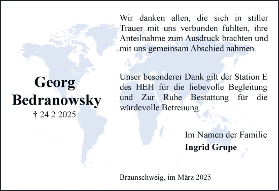 Traueranzeige von Georg Bedranowsky 
