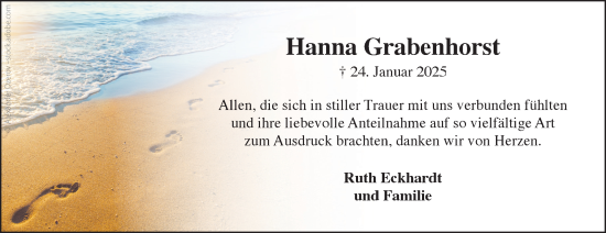 Traueranzeige von Hanna Grabenhorst von Helmstedter Nachrichten