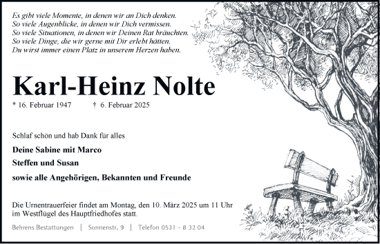 Traueranzeige von Karl-Heinz Nolte 