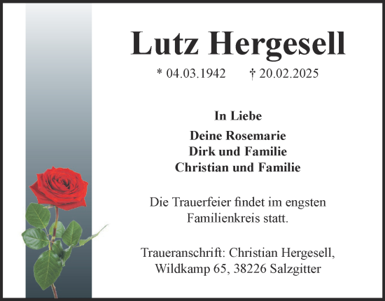 Traueranzeige von Lutz Hergesell von Salzgitter-Zeitung