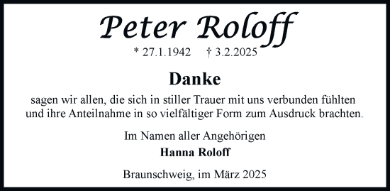 Traueranzeige von Peter Roloff 